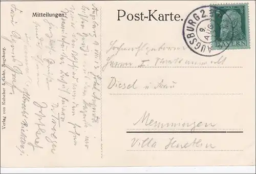 Bavière: Carte de visite: Augsburg Hotel Auguste