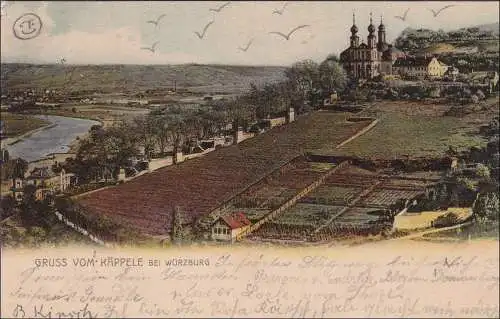 Bavière: Carte de vue: Grüss von Käppele bei Würzburg