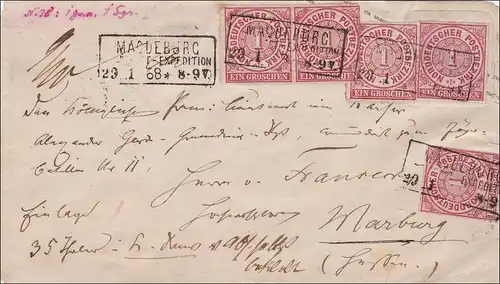 NDP: Envois de marchandises de Magdeburg à Marburg 1868