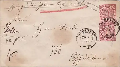 NDP: Ganzsachenumschlag von Cochstedt 1868