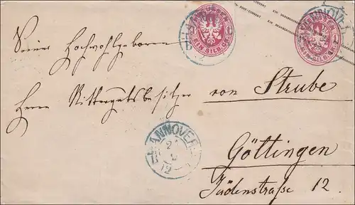Prusse: Enveloppe complète de Hanovre à Göttingen