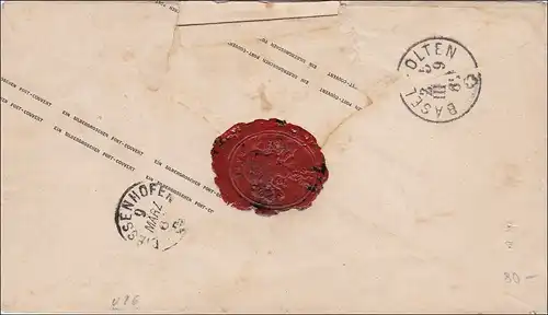 Prusse: Enveloppe de Neuss à Wiesenhofen (Basel) 1889