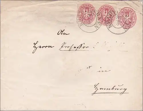 Prusse: Enveloppe complète de Krauptschken à Hambourg