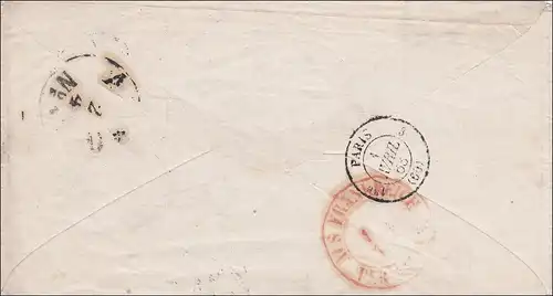 Prusse: Lettre de 1863 Lyon/Paris