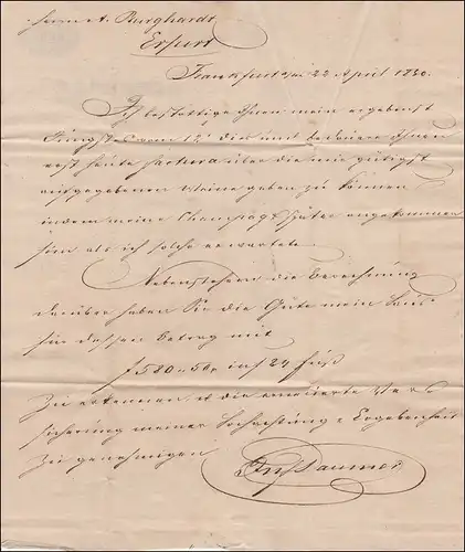 Thurn et taxis: Lettre de Francfort à Erfurt 1830