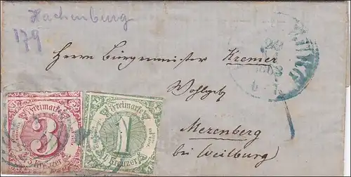 Thurn und Taxis: Brief nach Merenberg bei Weilburg - Seltener Stempel