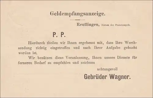 Württemberg: Ganzsache Drucksache von Reutlingen - Bahnpost nach Leutkirch 1900