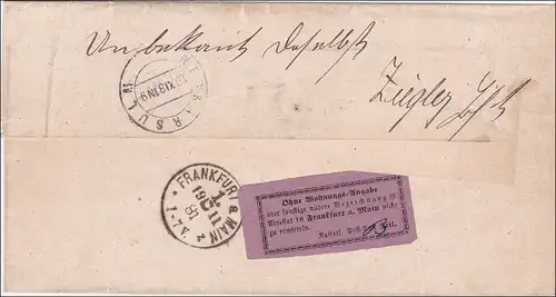 Wurtemberg: Lettre Neckarsulm et retour 1891, note postale: