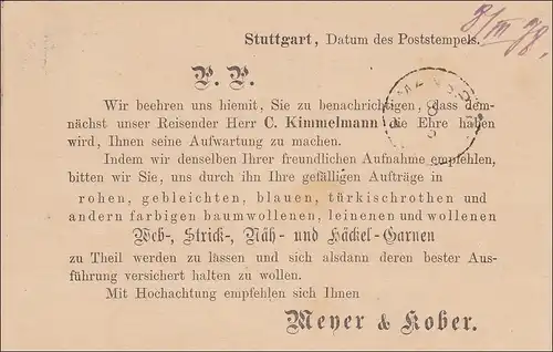 Württemberg:Masque d'impression de Stuttgart à Dietmannsried (Kempten) 1878 (Privat)