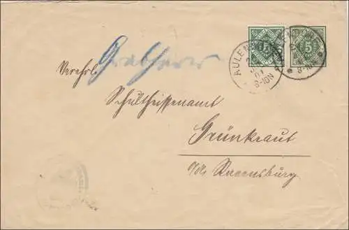 Württemberg: Envoi de marchandises entières de Aulendorf vers Grünwürz 1901