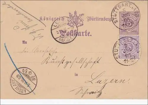 Württemberg: Tout le dossier de Stuttgart à Lucerne 1866