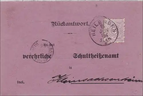 Württemberg:  Rückantwort von Heilbronn nach Kleinsachsenheimi