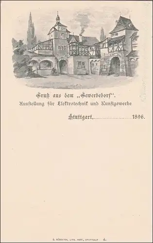Württemberg: Affaire entière "Gruss du village d'affaires Stuttgart 1896"