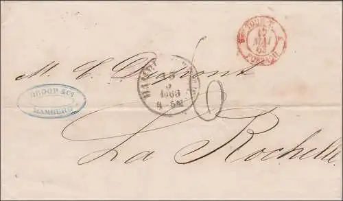 Lettre de Hambourg à La Rochelle 1863