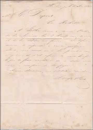 Brief von Hamburg nach La Rochelle 1863