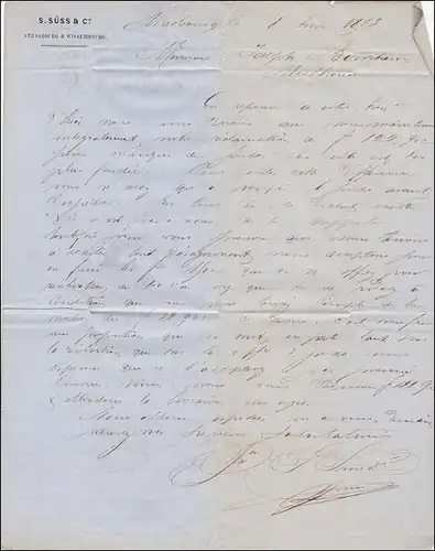 Lettre de Strasbourg à Mühlhausen 1873