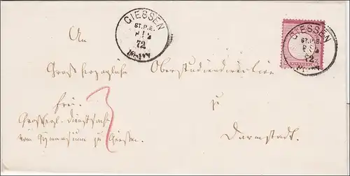 Brief von Giessen nach Darmstadt 1872