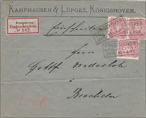 Lettre de Königshoven à Rachelen 1881