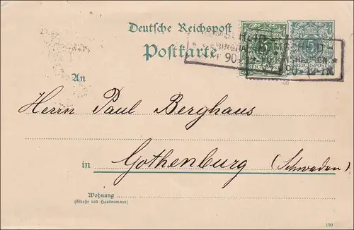 Brief Remscheid-Viesringhausen nach Göteburg (Schweden) 1890, Sign. Zenker BPP