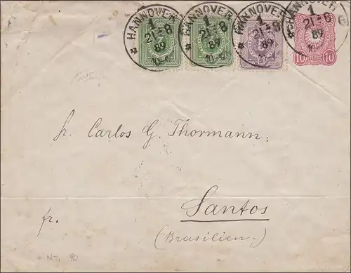 Brief von Hannover nach Brasilien 1889