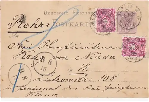 Rohr Postkarte - Ganzsache von Berlin an Krug von NIdda