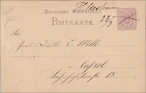 Brief von Hildesheim - handschriftlich -  nach Kassel 1876