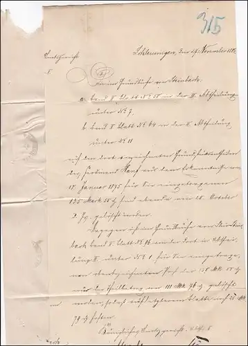 Lettre de Schleusingen à Steinbach 1886