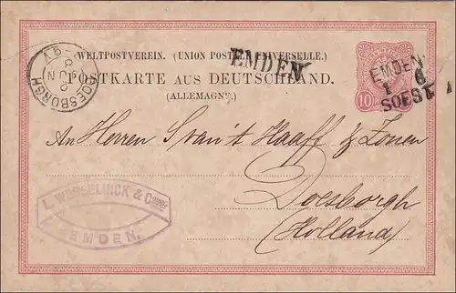 Toute l'affaire de Emden /Sost vers Hollande 1880