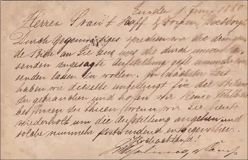 Toute l'affaire de Emden /Sost vers Hollande 1880