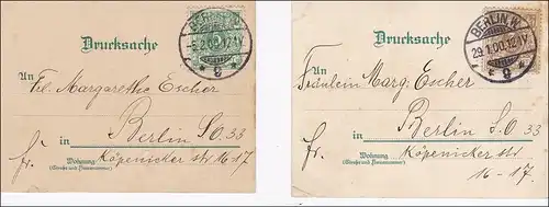 2 belles petites cartes de Berlin 1900