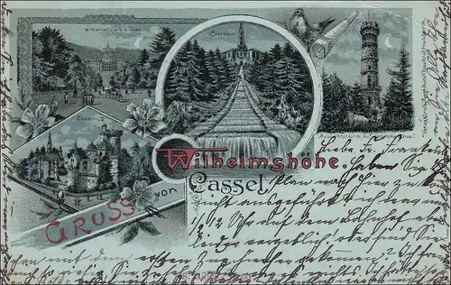 Ansichtskarte Kassel Wilhelmshöhe nach Rottenburg 1900