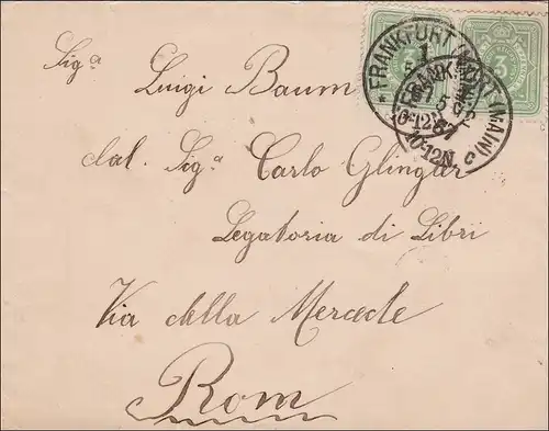 Lettre de Francfort à Rome 1887. .