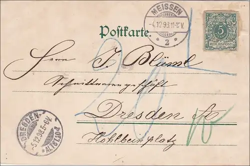 Carte de Meisses d'après Dresde 1893