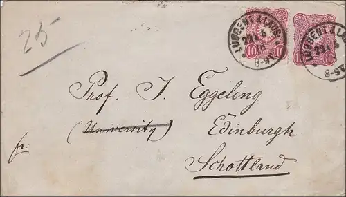 Lettre de Lübben i.d. Laus. vers l'Ecosse 1878