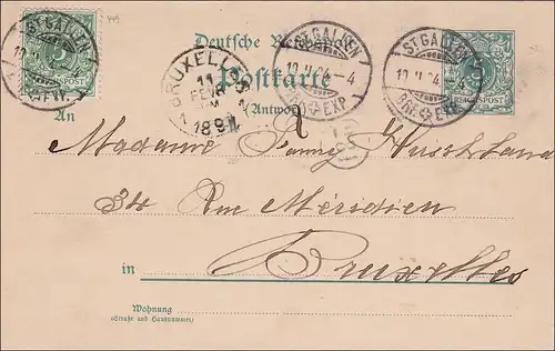 Ganzsache von St. Gallen nach Brüssel 1904