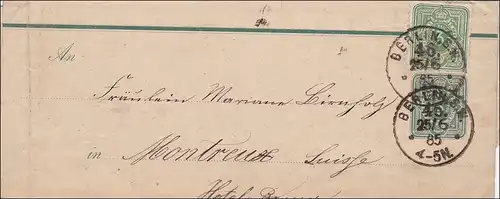 Ganzsache als Streifband von Berlin nach Montreux 1885
