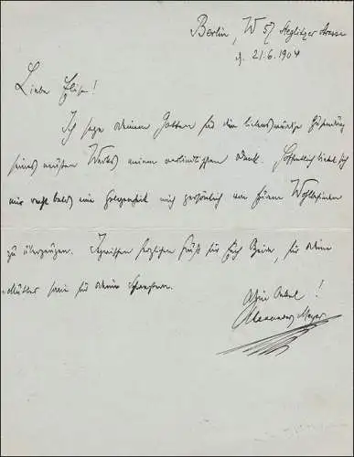 Lettre de Berlin à Paris 1904..