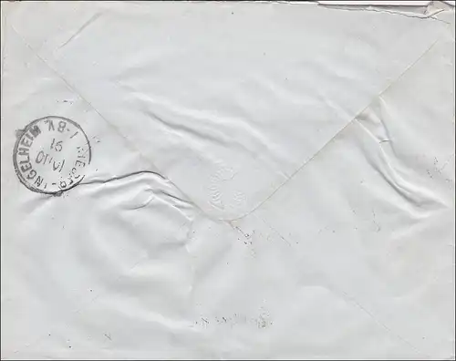Enveloppe complète: Mayence vers Nieder-Ingelheim 1891