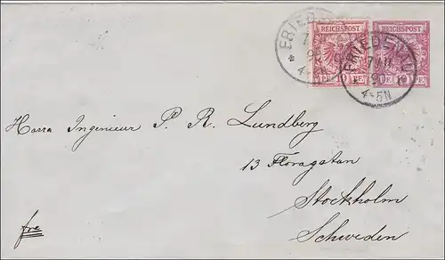 Ganzsachenumschlag von Friedenau nach Stockholm 1890