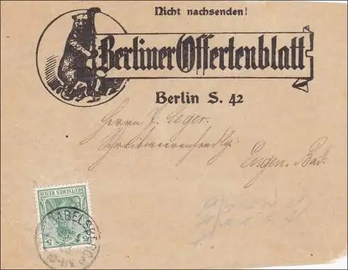 Germania: Adressfeld Ausschnitt Berliner Offertenblatt 1903