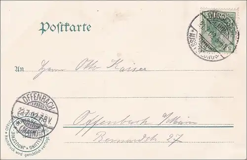 Germania: Ansichtskarte Düsseldorf 1902 nach Offenbach 1902