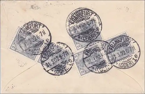 Germania: Brief von Frankfurt/Oder nach Freiburg 1902