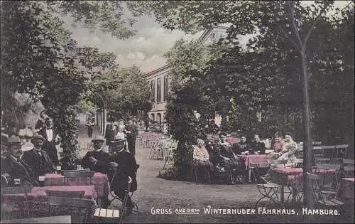 Germania: Carte de visite Hamburg Winterhuder ferry hôtel pour le Portugal 1911