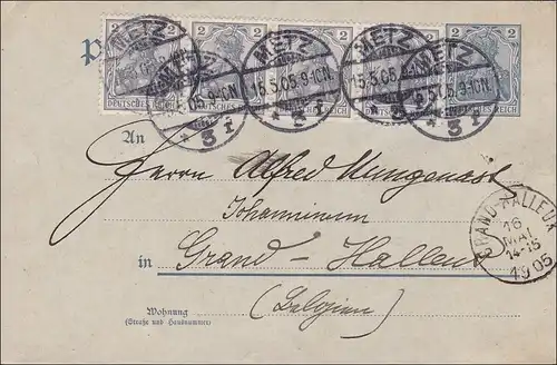 Germania: Carte postale de Metz vers Belgique 1905