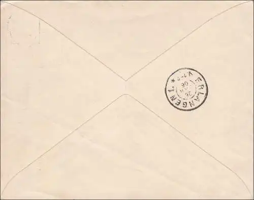 Germania: Ganzsachenumschlag von Stuttgart nach Erlangen 1906