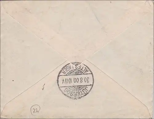 Germania: Einschreibebrief aus Finthen nach Jüterbog 1900