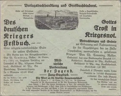 Germania: Brief Kevelar, Verleger Apostolisches Buchs u. Kriegers Festbuch 1915