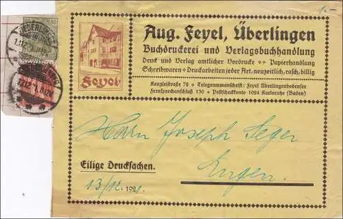 Germania: Drucksache Großbrief - Ausschnitt von Überlingen 1921