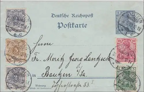 Germania: Ganzsache von Bautzen 1900