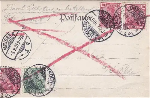 Germania: Postkarte von Dresden nach Meissen 1901